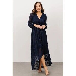 Baltic Born Mayfair High Low Maxi Dress In Navy Lined  Women's Sz Medium